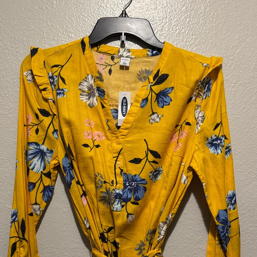 Old Navy Yellow Floral Long Sleeve Dress